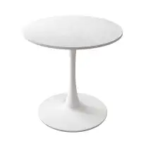 George Oliver 32"Modern Round Dining Table With Printed White Marble Table Top,Metal Base Dining Table, End Table Leisur
