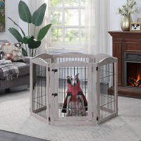 Tucker Murphy Pet™ Neema Wood Free Standing Pet Gate with Two Pairs of Support Feet and a Door
