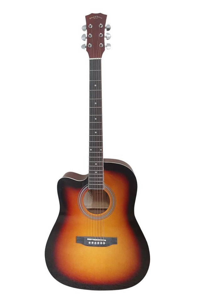 Minor Error: Left handed Acoustic Guitar for beginners, Students Sunburst Full Size SPS370LF in Guitars