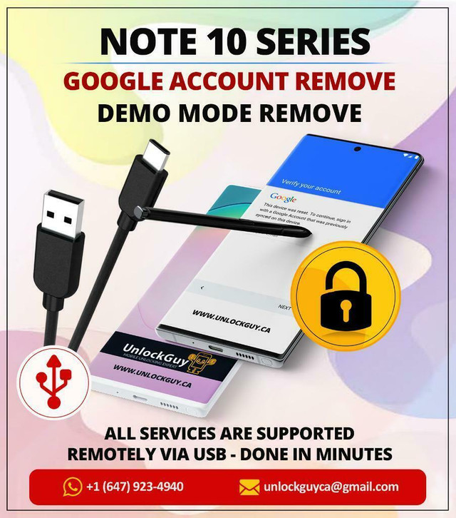 Samsung Galaxy Note 10 series Google Account Remove | Network Unlock | IMEI fix ~ Not registered SIM ~ No service etc in Cell Phone Services