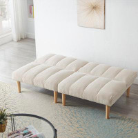Wrought Studio Corduroy fabric wooden legs convertible sofa bed