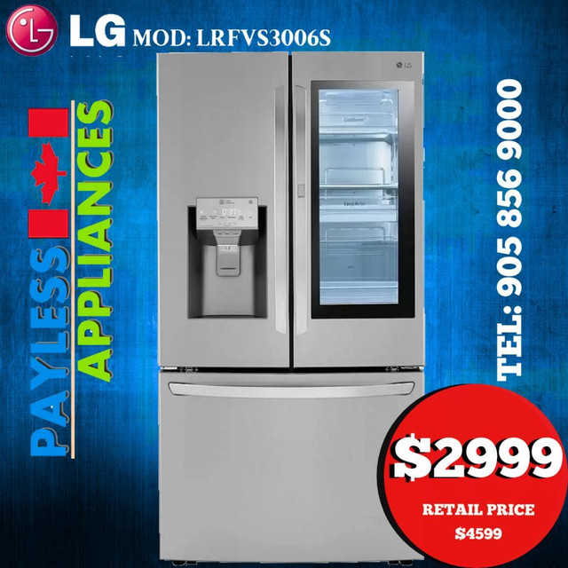 LG LRFVS3006S 36 French Door Refrigerator 29.7 cu. ft. Capacity Stainless Steel color in Refrigerators in City of Toronto