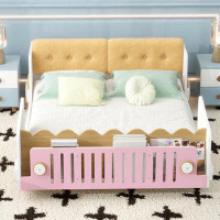 Zoomie Kids Car-Shaped Platform Bed With Soft Cushion And Shelves On The Footboard