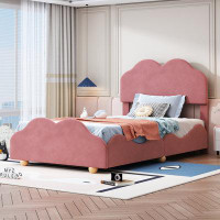 Mercer41 Full Size Upholstered Platform Bed with Cloud Shaped bed board