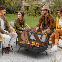 Red Barrel Studio 26'' H x 36'' W Steel Wood Burning Outdoor Fire Pit with Lid