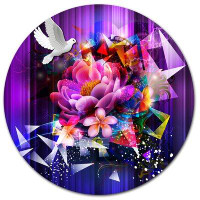 Made in Canada - Design Art 'Abstract Floral Design with Dove' Graphic Art Print on Metal