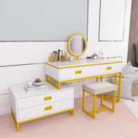 Everly Quinn Modern Style Vanity Table With Movable Side Cabinet