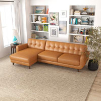 Corrigan Studio Cassie Tan Leather Sectional Sofa Left Facing Chaise