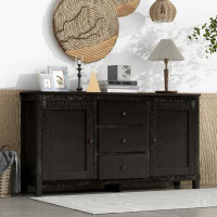 Ebern Designs Retro Solid Wood Buffet Accent Chests/ Cabinets With 2 Storage Accent Chests/ Cabinetss, Adjustable Shelve