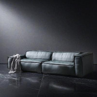 ULTORU 94.29" Cyan Genuine Leather Modular Sofa cushion couch