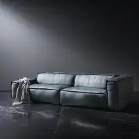 ULTORU 94.29" Cyan Genuine Leather Modular Sofa cushion couch