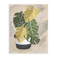 Stupell Industries Monstera Plant Black Stripe Planter Abstract Neutral Background