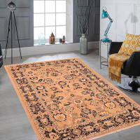 Isabelline Baccio Oriental Hand-Knotted Rectangle 6' x 9' Wool Area Rug in Brown