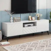 Ivy Bronx TV Stand with Adjustable Shelves, 1 Drawer and Open Shelf