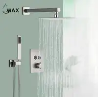 Thermostatic Shower System Two Functions With Valve Square Design Brushed Nickel Finish