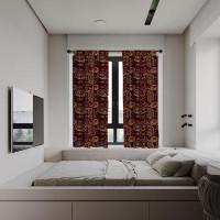 East Urban Home Paisley Curtains, Middle Pattern Tribal Art Bohemian Themed Composition Printed Image, Window Treatments