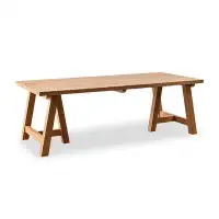 August Grove 86.61" burlywood Pine Solid Wood Rectangular Dining Table