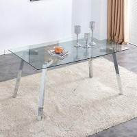 Wrought Studio A modern minimalist rectangular glass dining table