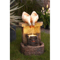 August Grove Resin Ducks Outdoor Fountain With LED Light