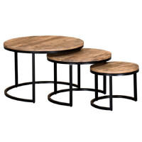 Bohouse Dary Coffee Table Set In Washed Grey And Black