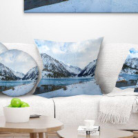 East Urban Home Lake Between Foggy Mountains Landscape Photography Pillow