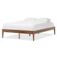 Loon Peak Loon Peak® Studio Edeline Mid-Century Modern Solid Walnut Wood Curvaceous Slatted Size Platform Bed