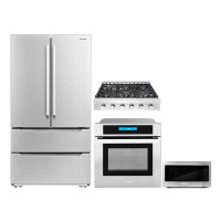 Cosmo 4 Piece Kitchen Package with French Door Refrigerator & 35.88" Gas Cooktop & Wall Oven