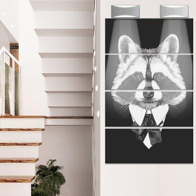 Made in Canada - Design Art 'Funny Raccoon in Suit and Tie' 4 Piece Graphic Art on Metal Set in Arts & Collectibles