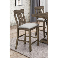 August Grove 2Pc Fabric Counter Height Dining Chair Rustic Farmhouse Style Standard Dining Height Upholstered Seat Woode