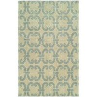 Rosecliff Heights Andover Geometric Hand Knotted Beige/Blue Area Rug