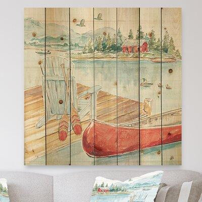 Made in Canada - East Urban Home Lake House Canoes III - Lake House Print on Natural Pine Wood in Home Décor & Accents