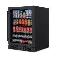 Newair Newair Beverage Refrigerator Cooler, 177 Can, Black Stainless Steel, Digital Temperature Control