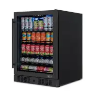 Newair Newair Beverage Refrigerator Cooler, 177 Can, Black Stainless Steel, Digital Temperature Control