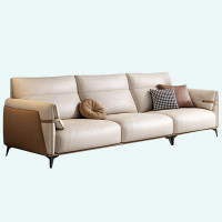 HOUZE 98.42" Khaki Genuine Leather Modular Sofa cushion couch