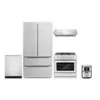 Cosmo 5 Piece Kitchen Package with French Door Refrigerator & 35.5" Freestanding Dual Fuel Range