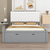 Latitude Run® Wood Queen Size Platform Bed With Storage Headboard, Shoe Rack And 4 Drawers