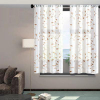 Winston Porter Embroidery Transparent Curtain Living Room Bedroom Layer Curtain Panel Embroidery Rod Pocket Window Handl