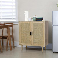 Bay Isle Home™ Sideboard Buffet Kitchen Storage Cabinet with Rattan Decorated Doors,  Cupboard Console
