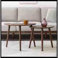 Wrought Studio Centre Table Low Table 100% Solid Oak Wood Top Plate Desk Pebble Shaped Natural Wooden Coffee Table