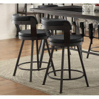 Corrigan Studio Set Of 2 Metal Base Counter Height Chairsblack Seat Swivel Upholstered Dining Furniture