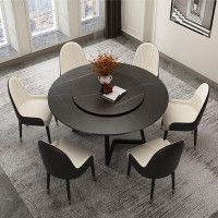 STAR BANNER Italian-style rock plate table Round table Modern simple round dining table set with turntable