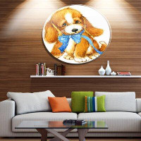 Made in Canada - Design Art 'Lovely Puppy Dog Watercolor' Oil Painting Print on Metal