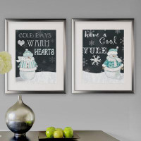 The Holiday Aisle® 'Cold Days Warm Hearts' 2 Piece Framed Graphic Art Print Set