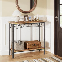Rubbermaid 2 Tier Entryway Table, 31.5" Console Tables With Storage, Retro Sofa Table With Metal, Industrial Behind Couc