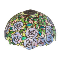Meyda Lighting Rosebush 9" H x 16" W Glass Bowl Lamp Shade ( Spider ) in Green/Bark Brown/Light Pink