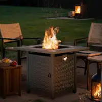 Red Barrel Studio Lateria 25.3"H x 30"W Propane Outdoor Fire Pit Table with Lid