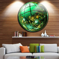 Design Art 'Bright Green Fractal Sphere' Graphic Art Print on Metal