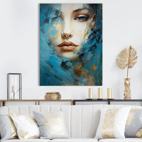 Design Art Woman Portrait Turquoise Tales - Fashion Woman Wall Art Living Room