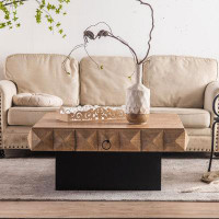 Millwood Pines 41.73" Three-Dimensional Embossed Pattern Square Retro Coffee Table