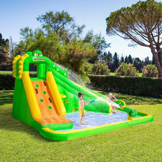 INFLATABLE WATER SLIDES, 6 IN 1 CROCODILE LARGE BOUNCY HOUSE FOR KIDS BACKYARD in Toys & Games - Image 2